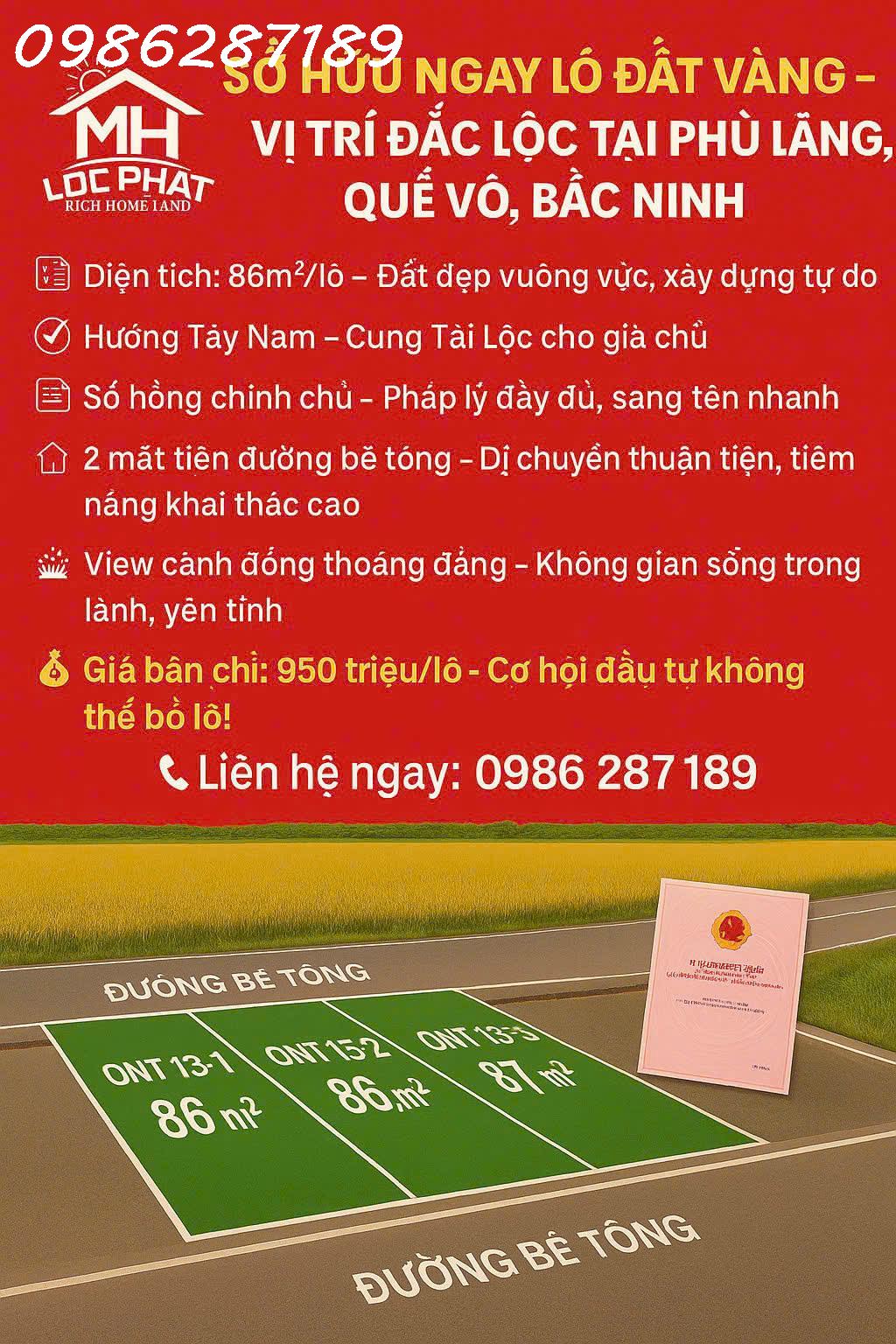 CHÍNH CHỦ CẦN BÁN LÔ ĐẤT 2 MẶT TIỀN ĐẸP THÔN AN TRẠCH, PHÙ LÃNG, QUẾ VÕ, BẮC NINH - Ảnh chính